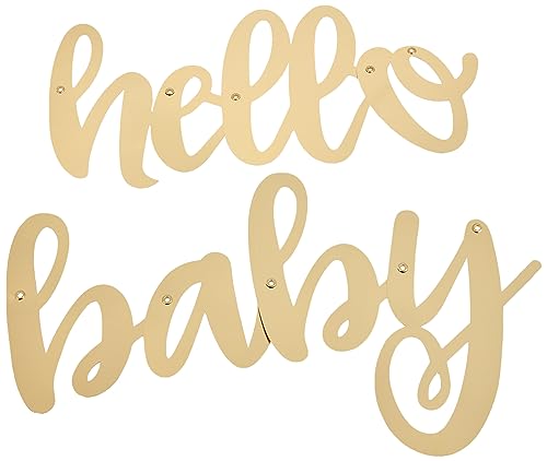 Unique Party - Guirnalda de Letras - 1 m - Diseño de Baby Shower de Oro 'Hello Baby' - Conjunto de 2 (73527)