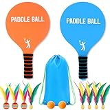 Beach Paddle Ball Set - Funny Paddleball Rackets Game, Comfortable Anti-Slip Grip, Outdoor Sports Toys for Adults Family Games Beach Yard Lawn Party Supplies, Blue Orange