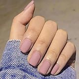 Bohend Matt kurz Falsche Nägel Reine Quadrat Gefälschte Nagel-Tipps Tägliche Nutzung Datum Partei Drücken Sie auf Nagel Für Frauen Und Mädchen(Rosa)