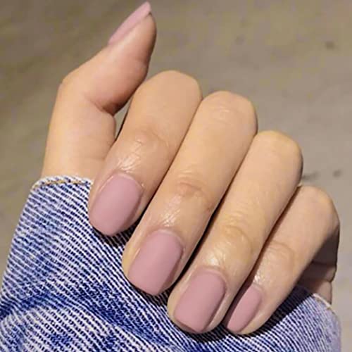 Bohend Mat Court Faux ongles Pure Carré Faux conseils d’ongles Utilisation quotidienne Date Parti Appuyez sur Ongle Pour Femmes Et Filles(Rose) Cover