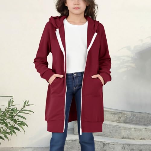 Long Hoodies for Teen Girls Zip Up Tunic Sweatshirt Jacket Fall Winter Fashion Outfits Cute Baggy Casual Kids Coat2