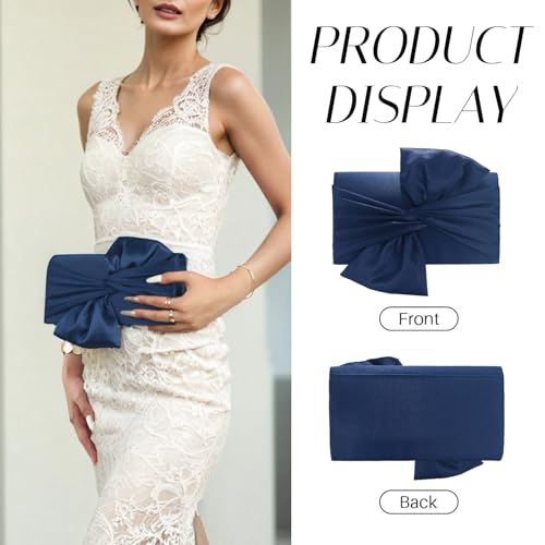 Image of Satin Evening Bag Bow Flap Clutch Purse for Women,Elegant Clutch Handbag for Formal /Party /Prom /Wedding