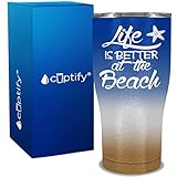 Cuptify Life is Better at the Beach Glitter Ombre 30 oz Stainless Steel Tumbler
