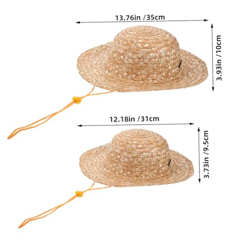 Alipis 2pcs Boys and Girls Straw Sun Hat for Boys and Wide Brim Beach Hat Outdoor Uv Headwear Tea Party and Dress up Activities Khaki2
