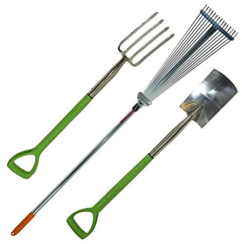 Stainless Steel Border Fork & Expanding Lawn Rake & Stainless Steel Border Spa