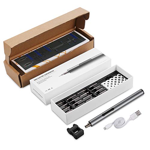 ORIA Electric Screwdriver, 22 in 1 Portable Repair Tools Kit with 20 Bits, Rechargeable Mini Electric Screwdriver with USB Charging, 3 LED Light, Magnetizer for Smartphones, Watches, Toys, Computers