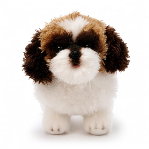 Peluche Shih Tzu de 24 cm : chien réaliste bicolore avec fausse fourrure pour amoureux des animaux