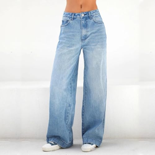 Women's Fashion High Waist Loose Wide Leg Stretch Comfort Jeans, Sweatpant Jeans Women4