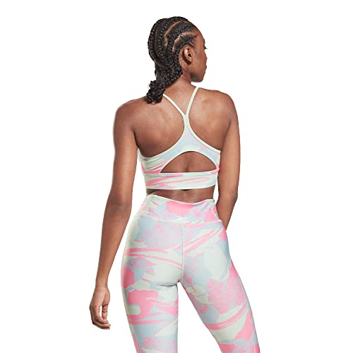 Image of Reebok Women's Satin 91% PES /9% El-Interlock-Hydrophilic Finish /Print-Digital Sublimation-Disperse Classic Workout Sports Bra