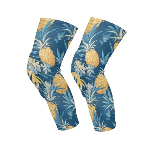 JUNZAN Tropical Pineapples Blue Basketball Knee Pads for Youth Kids Wrestling Knee Pads with Sleeves Sport Kneepads for Volleyball Football