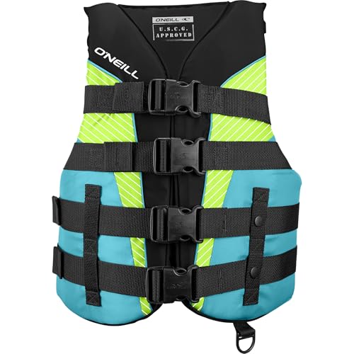 O'Neill Women's Superlite USCG Life Vest,Black/Turquoise/Lime:Turquoise,S