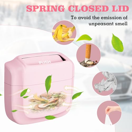 Image of Car Trash Can with Lid, Built-in Storage Garbage Bag, Leakproof Vehicle Trash, Car Accessories for Interior, Mini Garbage Bin for Automotive, Office, Kitchen, Bedroom, with 30pcs Trash Bags,2Pcs