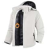 Oanviso Hommes Veste Thermique Parka Doublure Épaisse Longue Manteaux Hiver Chaude Polaire Ultra Manteau à Capuche Peluche Blousons Coupe Vent Outerwear B Blanc XXL