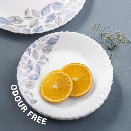 Image of Treo by Milton Opalware Aurelia Lunis Dinner Set of 35 | Serving for 6 | Microwave & Dishwasher Safe | Bone-Ash Free | Tempered Toughness | Plates, Bowls, Spoons | Crockery Set for Dining & Gifting