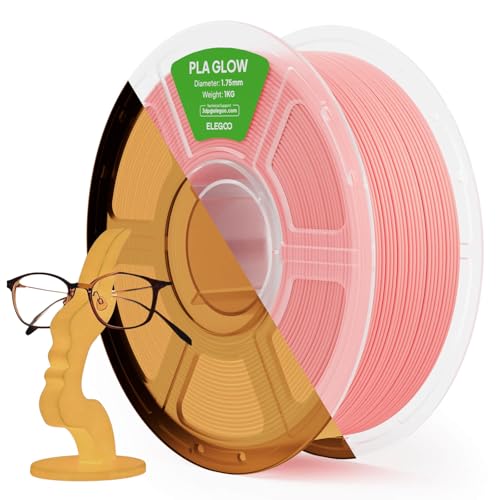 Image of ELEGOO PLA Filament Glow in the Dark Glow Pink 1KG, 1.75mm 3D Printing Filament Luminous Color 1kg(2.2lbs) Spool Fits for Most 3D Printers