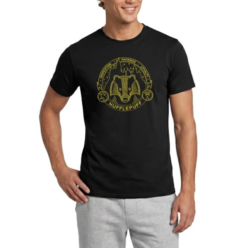 T Shirt Homme Harry Potter Hufflepuff Poufsouffle en coton noir taille M