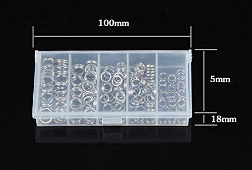 Milepetus 250Pcs Stainless Steel Fishing Split Rings Black Nickel High Strength Heavy Duty Fishing Lures Ring Chain Connector Fishing Lure Tackle Set,5 Sizes (Silver) #TOP2