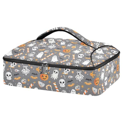 Divertente porta casseruola isolata a forma di zucca di Halloween borsa per il trasporto di casseruole per cibi caldi o freddi adatta per cene feste campeggio