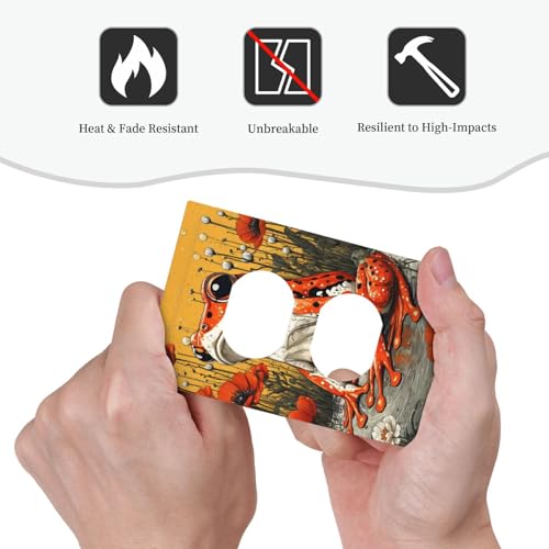 Decorative Outlet Covers Big Orange Frog Red Floral Wildflower 1 Gang Duplex Light Switch Cover Plate Wall Plates for Electrical Outlets Switchplate Faceplate for Home Decor