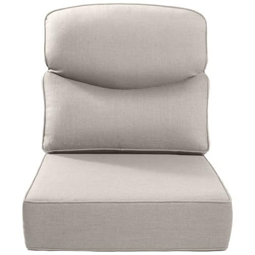 Luxury 24x24x6 Inch Smile Outdoor Cushions 1 Set - Deep Seat Water-Repellent Patio Furniture Replacement Cushion for Wicker Rattan Wood Metal Chair Glider Rocker Loveseat Sofa - Beige