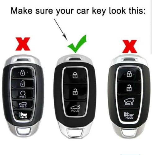 Image of BKN Luxury Metal Soft Car Key Cover Shell with Keychain & Full Protection Compatible with Hyundai Verna, Kona, i20 2019, 2020, 2021, 2022, 2023, 2024 3 Button Smart Key
