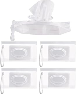 Wipe Dispenser Bag,4 Pcs Wipes Pouches Frosted,Baby Wet Wipe Pouch Container,Reusable Refillable Portable Wipes Dispenser,Eco Friendly and Lightweight Baby Travel Wet Wipe Holder,Keeps Wet Wipes Moist