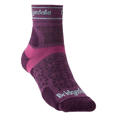 Bridgedale Womens Trail Run Ultralight T2 Merino Performance ¾ Crew, Damson, Large Cover