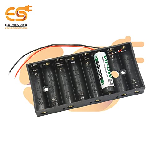 Image of Electronic Spices AA 8 Cell Battery Holder Hard Plastic Case With Wire Pack of 1 (1.5v X 8cells = 12volt)