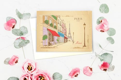 Image of Stonehouse Collection | Paris Note Cards | Merci Note Cards | 10 Pack | Eiffel Tower Design