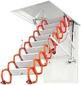 Concertina Loft Ladder Alloy Attic Access Ladder Pull Down Attic Ladder Alloy Attic Stairs Home Telescoping Ladder Ceiling Folding Ladder Load 500kg/1100lb (80x90cm/31.5x35in)