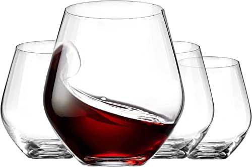 Image of PrimeWorld Round Bowl Glasses for Wine 400 ml, Set of 2 Pcs Stemless Wine Glasses Drinking Glasses, Red and White Wine Tumblers, European Made Cocktail Glasses, Stemless Wine Glass, Wine Goblets