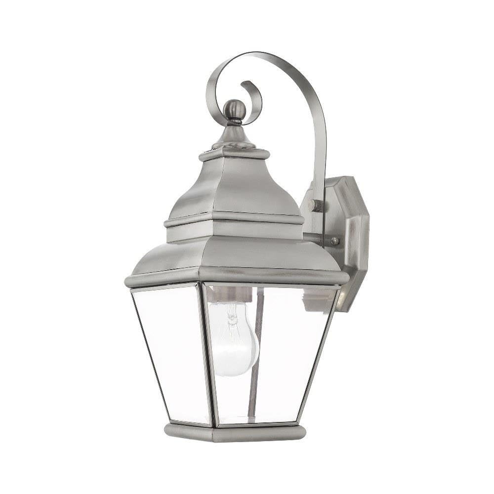 Livex Lighting 2590-91 1-Light Outdoor Wall Lantern, Brushed Nickel | Transitional design