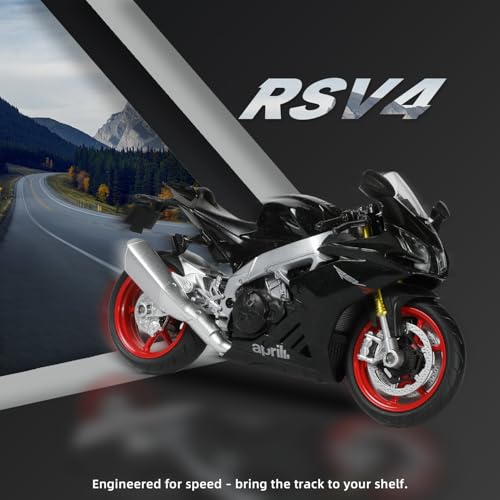 Image of Motorcycle Toy for Children 1:12, Alloy Mini Motorcycle Model Compatible with Aprilia RSVA RR1000 Motorcycle Miniature Replica Birthday Gifts for Motorcycle Model Fans - Black