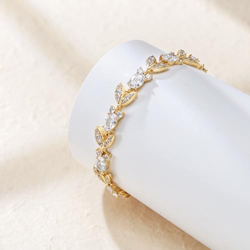 Crysdue Wedding Bridal Bracelets for Brides, Cubic Zirconia Tennis Birthstone Jewelry Gift for Women Prom4