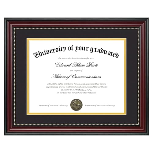 upsimples Diploma Frame 11x14 Wood Grain with Gold Beading 1 Pack