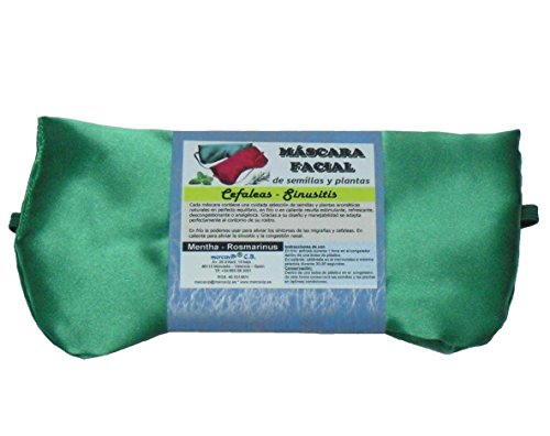 Thermovip Máscara Facial Verde"Cefaleas - Sinusitis" Antifaz Termo Calmante de Semillas y Plantas Aromáticas