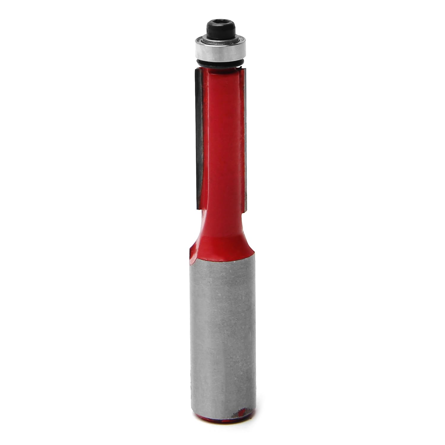 Wenheww Flush Trim Router Bit, 1/2 Inch Shank x 3/8 Inch Cutting Diameter, Premium Carbide Flush Straight Cut Trim Router Bit for Woodworking Milling Cutter Tool, 1Pc Red Large Handle