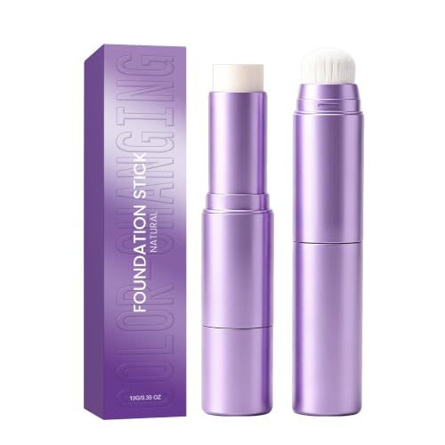 Base De Maquillaje En Barra 2 En 1 Con Brocha Difuminadora Integrada,Cobertura Ligera Y Modulable Para Pieles Maduras,Base De Larga DuracióN Para Un Acabado Natural En Todo Tipo Piel (Natural)