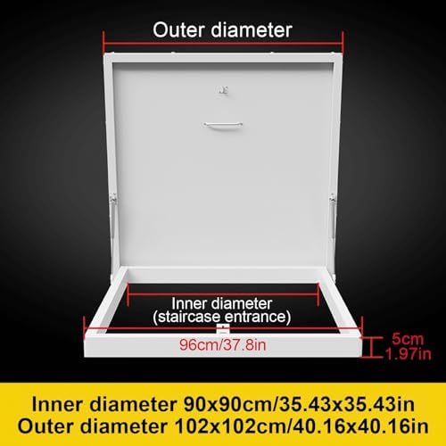 Heavy Duty Aluminum Roof Access Hatch with Hydraulic Support Rod - Secure Commercial Roof Door for Home & Industry (29.5x29.5in) - Durable and Reliable Access Solution