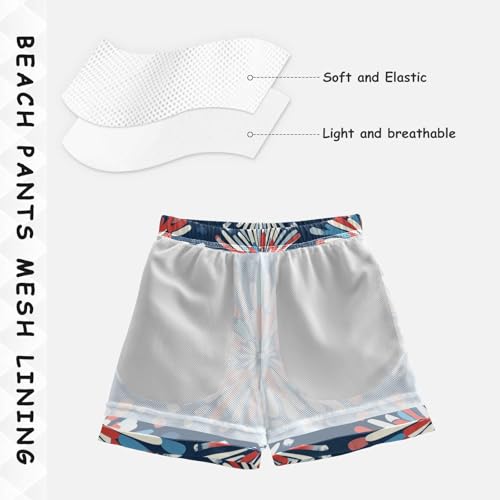 Boys Beach Board Shorts Festival Fireworks Fire Swim Trunk Teen Swimwear 8-16Y Multicolor4