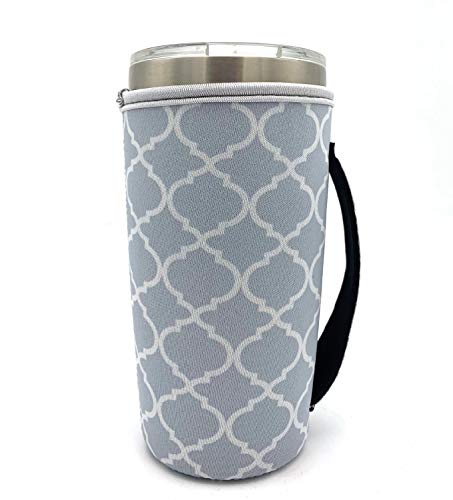 KOSTOO Funda de neopreno reutilizable para taza de café helado de neopreno, con aislamiento térmico, ideal para vasos de 20 onzas, Trenta Starbucks, donuts grandes (sólo mangas de taza) (gris Cover