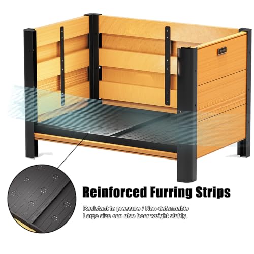Macetero de metal de grano de madera elevado resistente a la intemperie 7