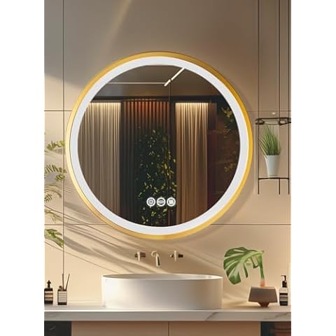 LUVODI 80cm Round LED Bathroom Mirror Cover