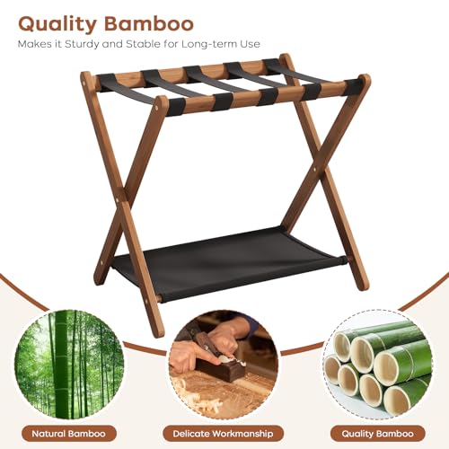 Fully Assembled Bamboo Luggage Racks Set of 2