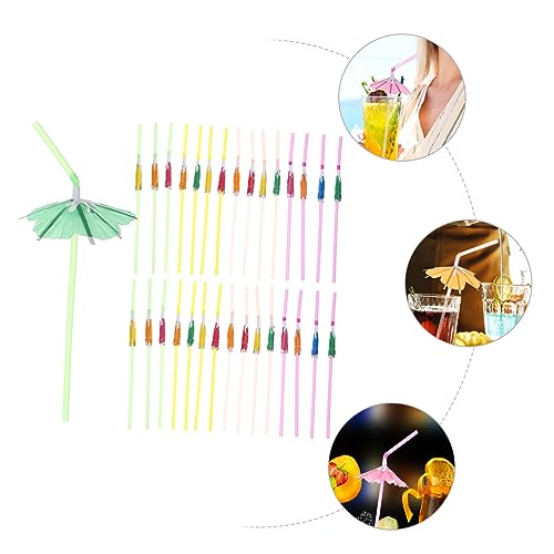 100 pitillos desechables coloridos con diseño de sombrilla miniatura 6