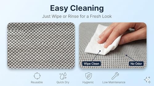 Image of Dribble Eva Shelf Liner Mat Mesh Pattern 45x125cm Roll, Non Slip Drawer & Cabinet Liner for Kitchen, Oilproof Washable Fridge Mat | Anti Skid Cupboard Wardrobe Multipurpose Mat (Grey)
