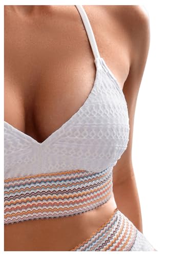 Bikini triangle dos nu Floerns imprimé rayé pour un style unique - 5