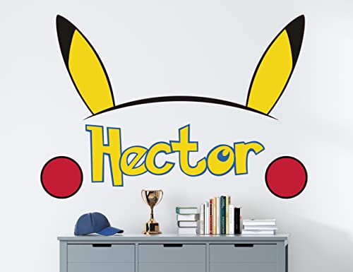 Pika KA1343 - Adhesivo decorativo para pared con nombre personalizado, diseño de poke Cover