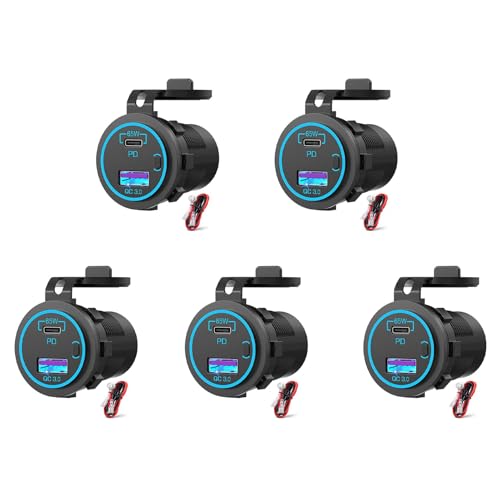 Prise USB 12V 65W PD multi-port étanche pour charger un ordinateur en voiture ou bateau