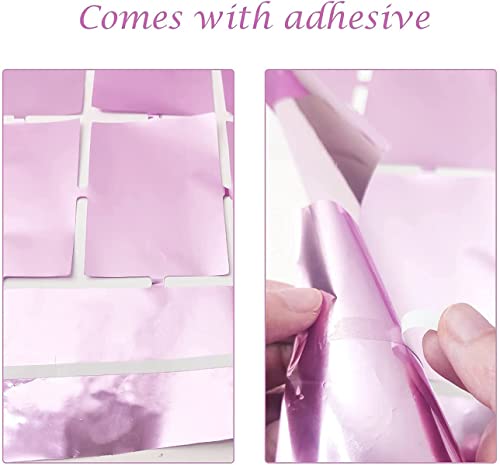 Image of AMFIN (Pack of 2) Square Foil Curtains for Birthday Decoration Photo Booth Props Backdrop Baby Shower Bachelorette Party Decoration - Pink